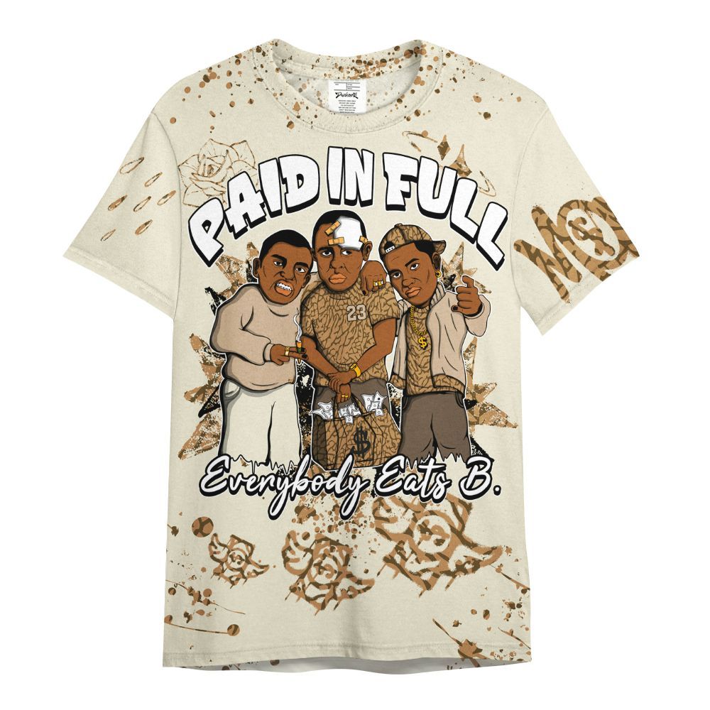 Shirt To Match Orewood Brown 3s - Everybody Paid In Full Crayon All Over Print
