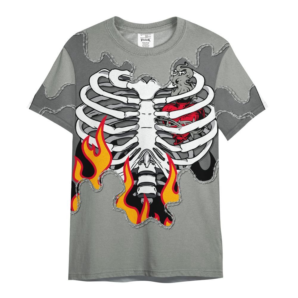 Shirt To Match Paris Olympics 4s - Skeleton Heart On Fire All Over Print