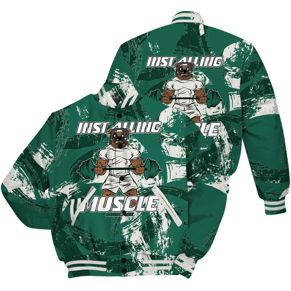 Varsity Jacket To Match Oxidized Green 4s Shirt - Installing Muscle Bear Circle Slpash All Over Print