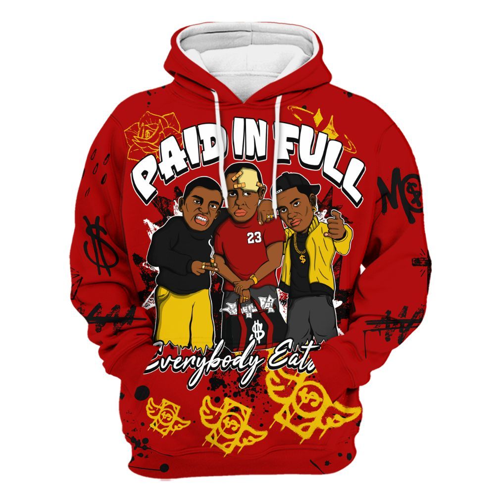 Hoodie To Match Low Lucky Cat 1s - Everybody Paid In Full Crayon All Over Print