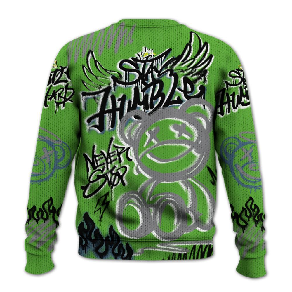 Knitted Sweater To Match Retro Green Bean 5s - Humble Drip Streetwear Graffity
