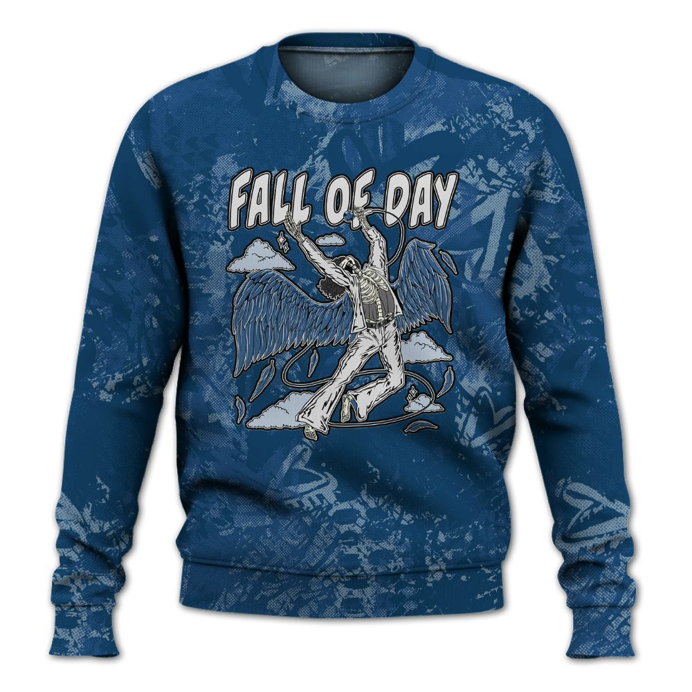 Sweatshirt To Match High OG Midnight Navy 1s - Fall Of Days Skeleton Heart All Over Print