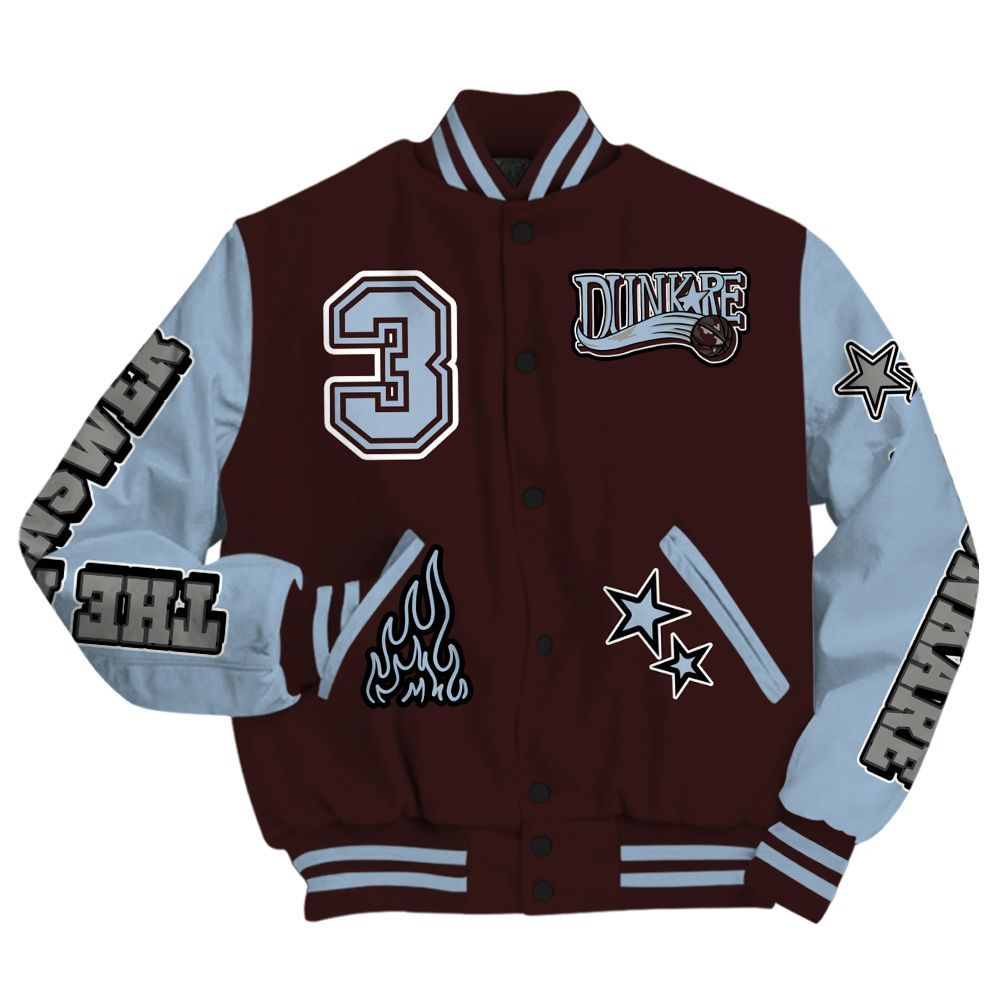 Varsity Jacket To Match Burgundy 5s - Allen Answer Skeleton All Over Print