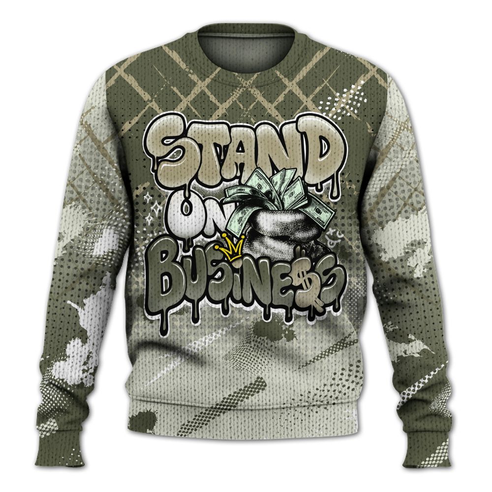 Sweater To Match Low OG Medium Olive 1s - Halftone Stand Business Dripping Graphic