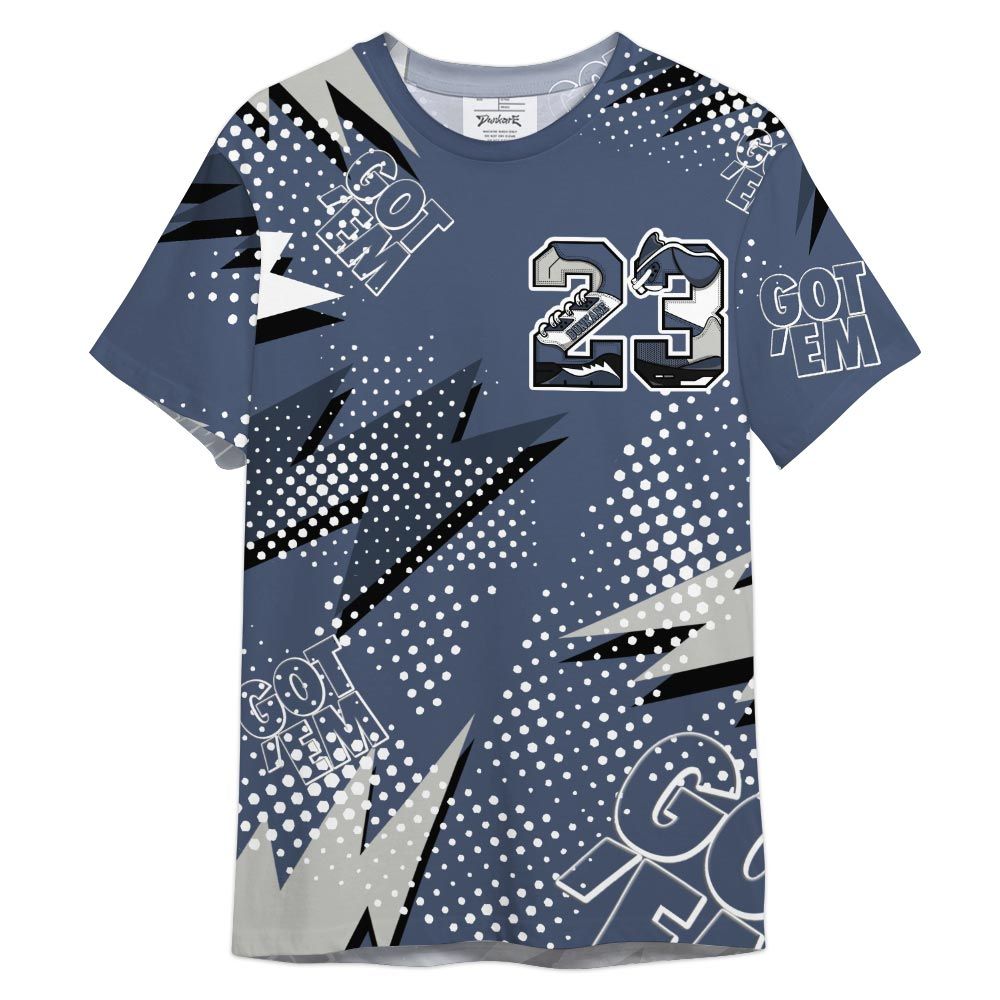 Shirt To Match Low Diffused Blue 11s - Custom Name Number 23 5s Shirt Outfit 1405 HDT