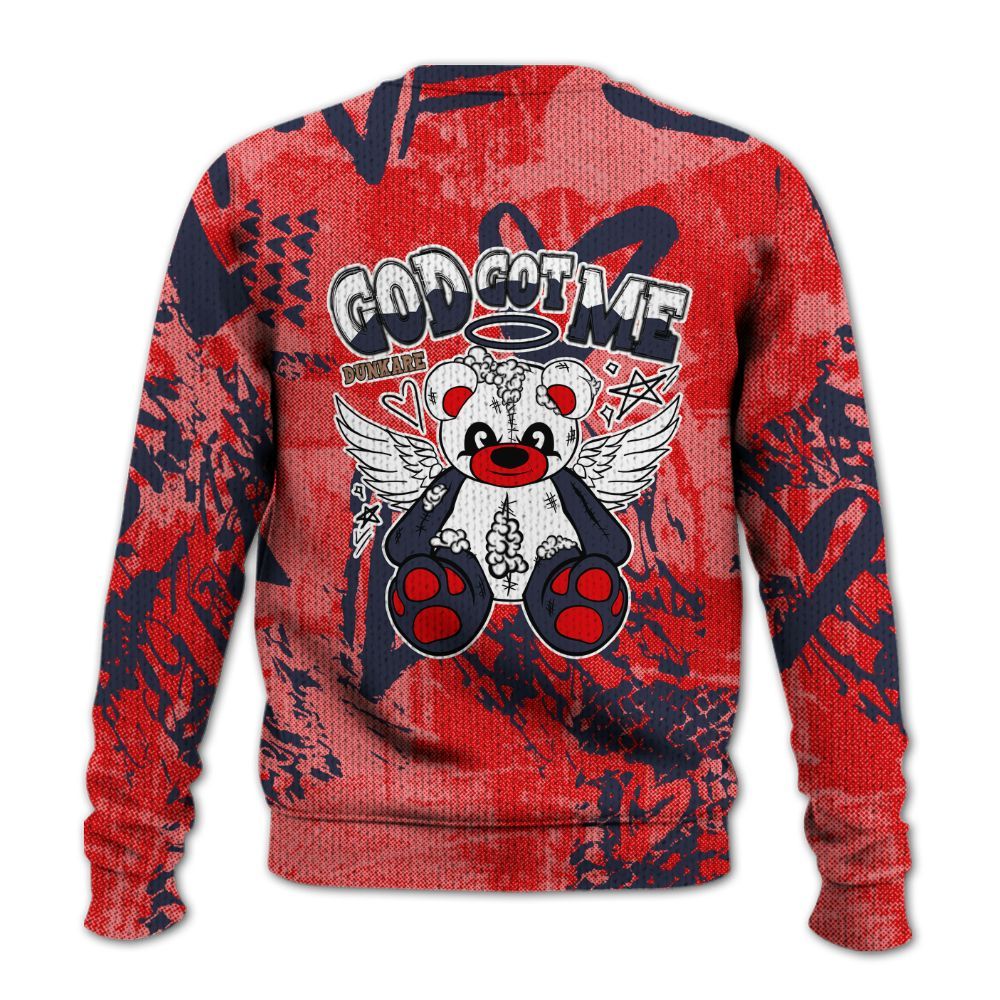 Knitted Sweater To Match Low OG Howard Bison 1s - Gods Guides Me Bear Heart Grunge