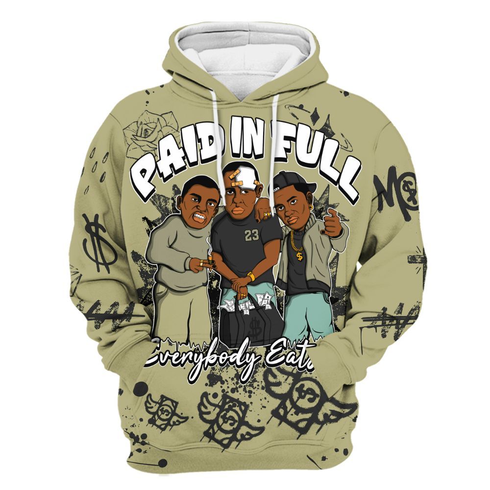 Hoodie To Match Dunk Low Suede Olive Aura - Everybody Paid In Full Crayon All Over Print