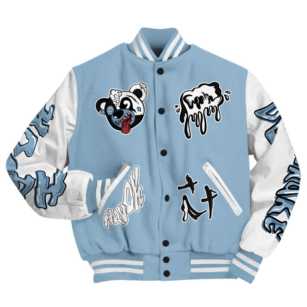 Varsity Jacket To Match High University Blue 1s - Havok Bear All Over Print