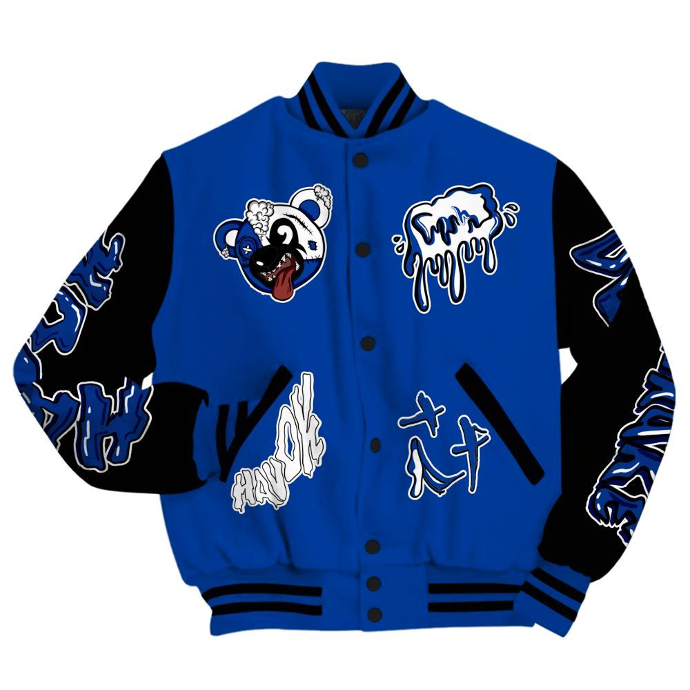 Varsity Jacket To Match Hyper Royal 12s - Havok Bear All Over Print