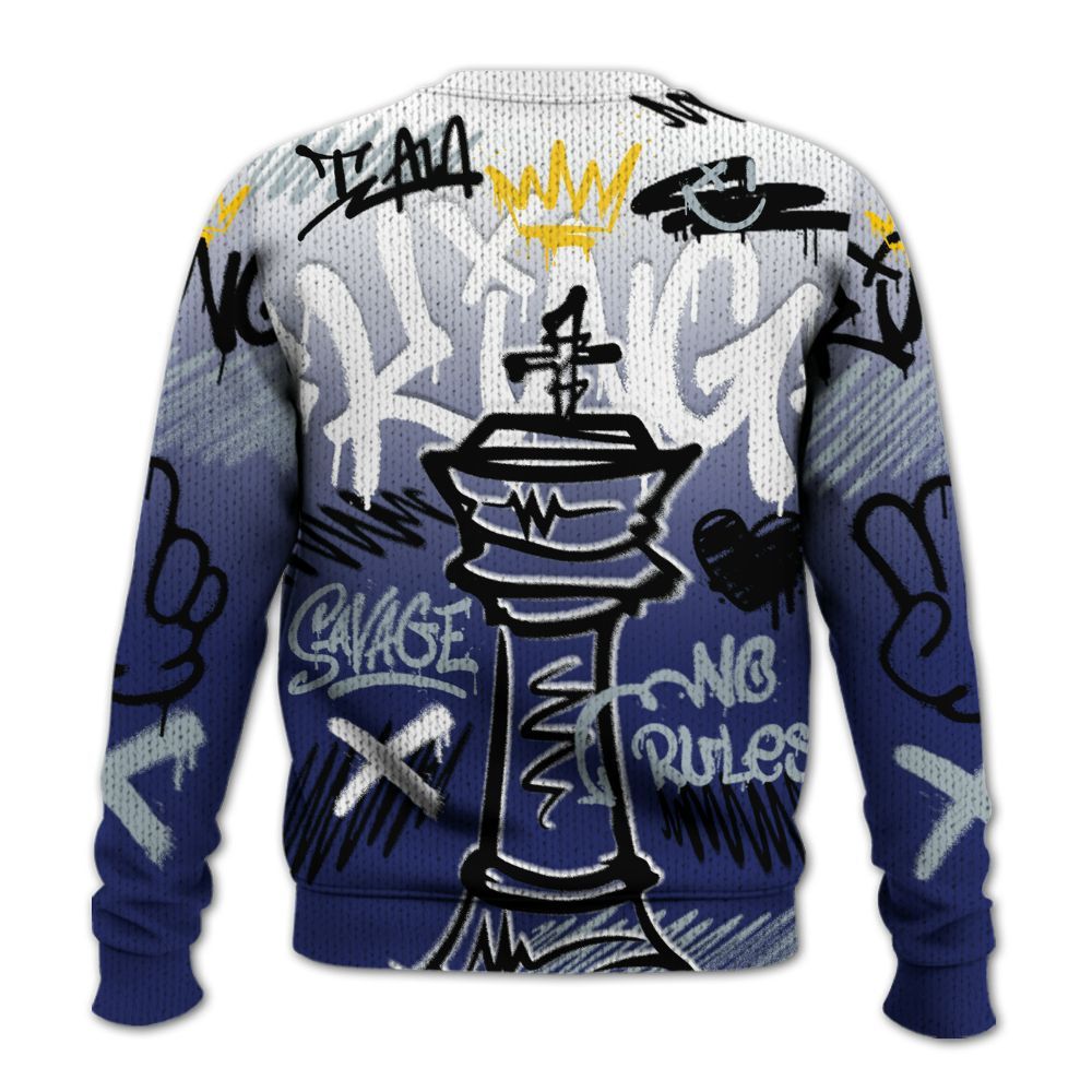 Knitted Sweater To Match Midnight Navy 11s - Street King Chess Streetwear