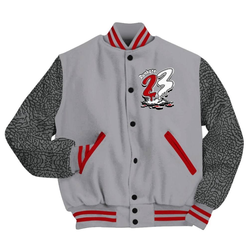 Varsity Jacket To Match Cement Grey 3s - Custom Name 23 Drip All Over Print
