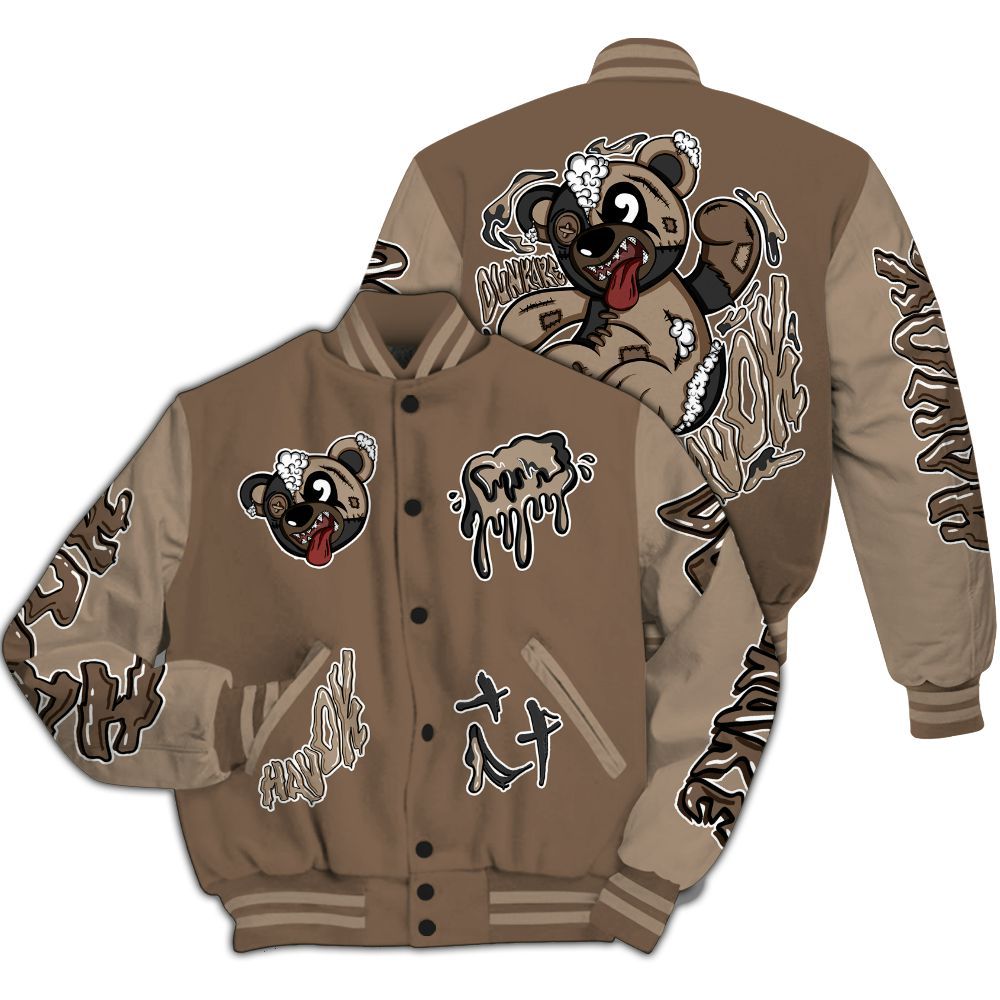 Varsity Jacket To Match Dark Mocha Jack - Havok Bear All Over Print