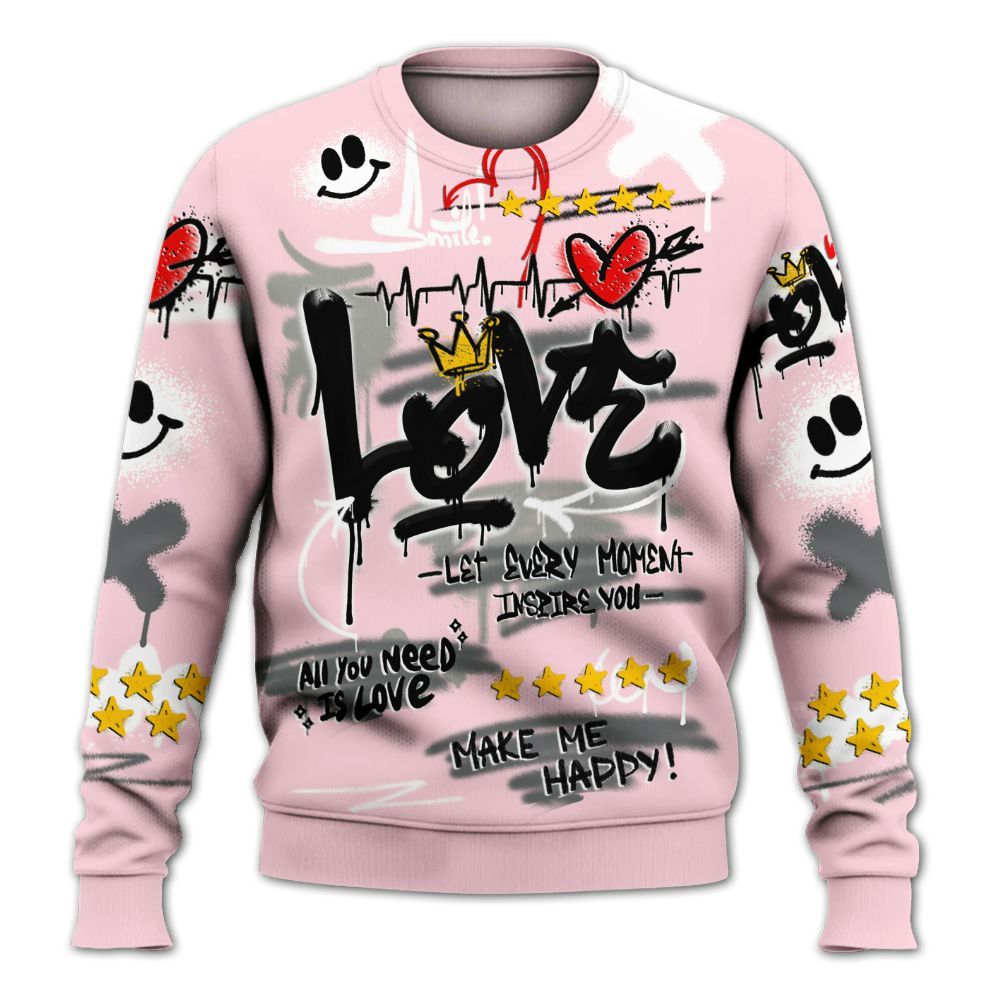 Sweatshirt To Match Air Max 95 Pink Foam 2025 - Happy Love Beats Graffiti All Over Print