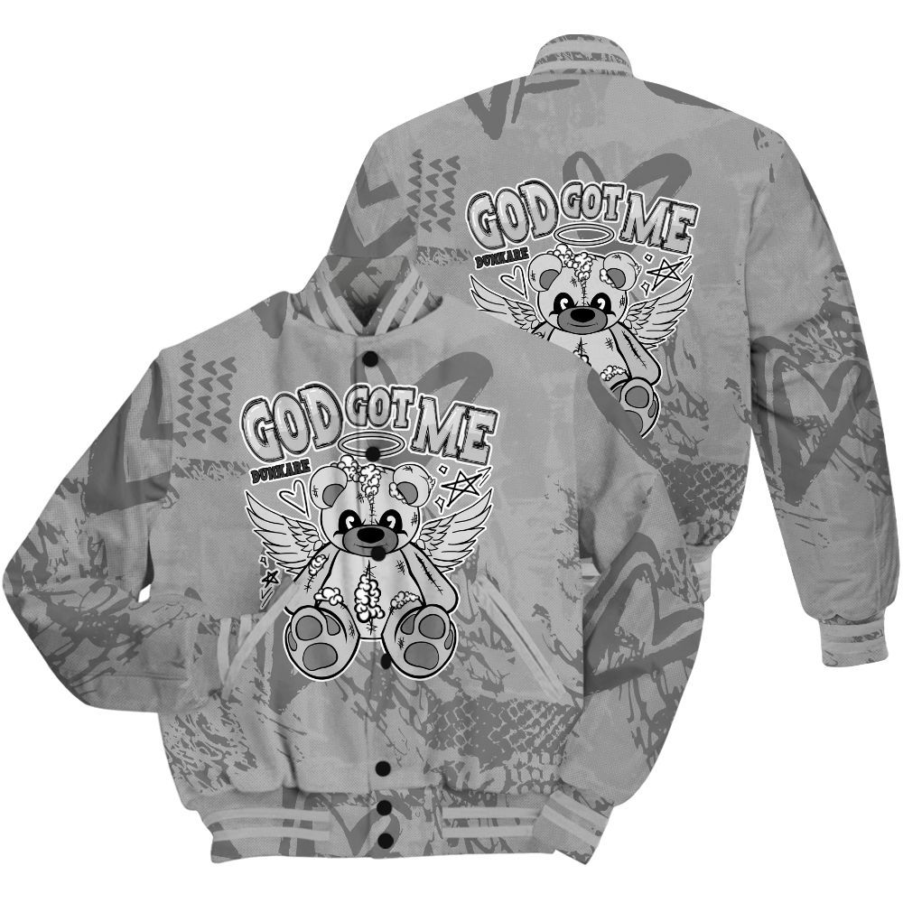 Varsity Jacket To Match Black Wolf Grey 12s Shirt - Gods Guides Me Bear Heart Grunge All Over Print