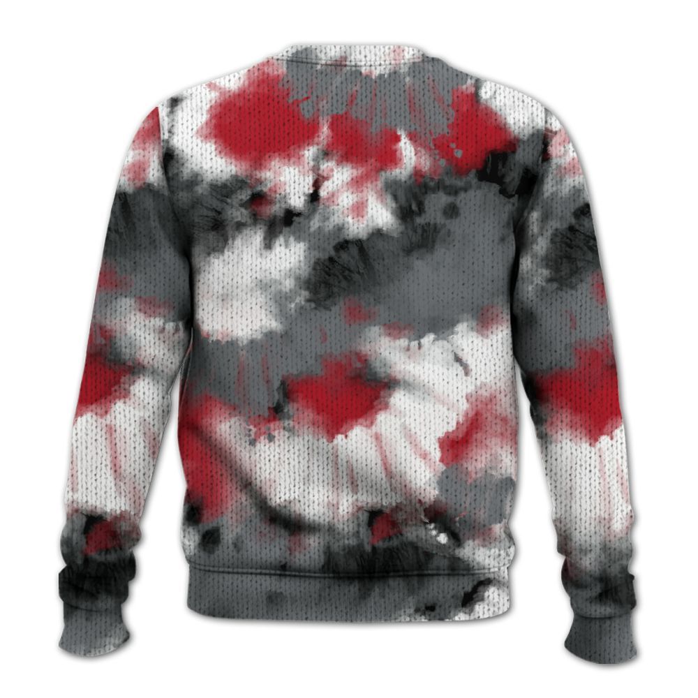 Knitted Sweater To Match Retro Fire Red 9s - Tie Dye FK Around Find Out