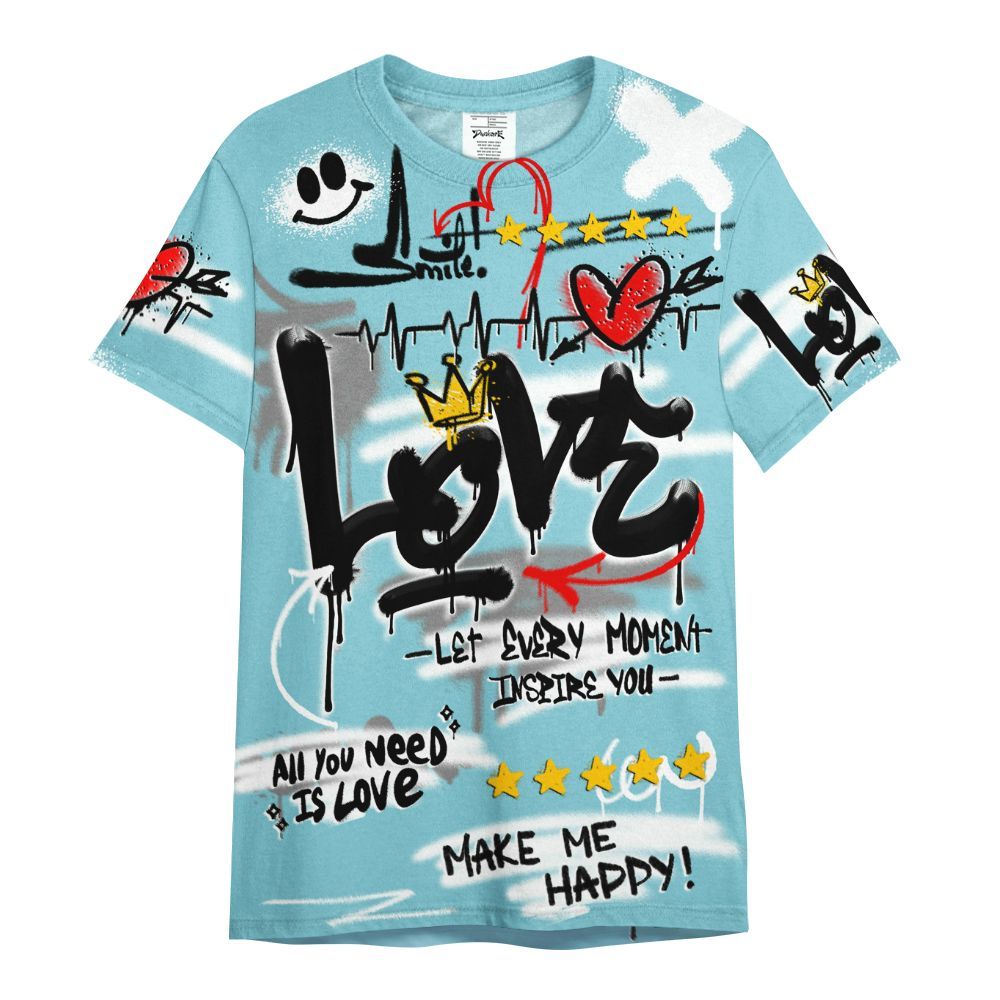 Shirt To Match Low Legend Blue 11s - Happy Love Beats Graffiti Streetwear All Over Print