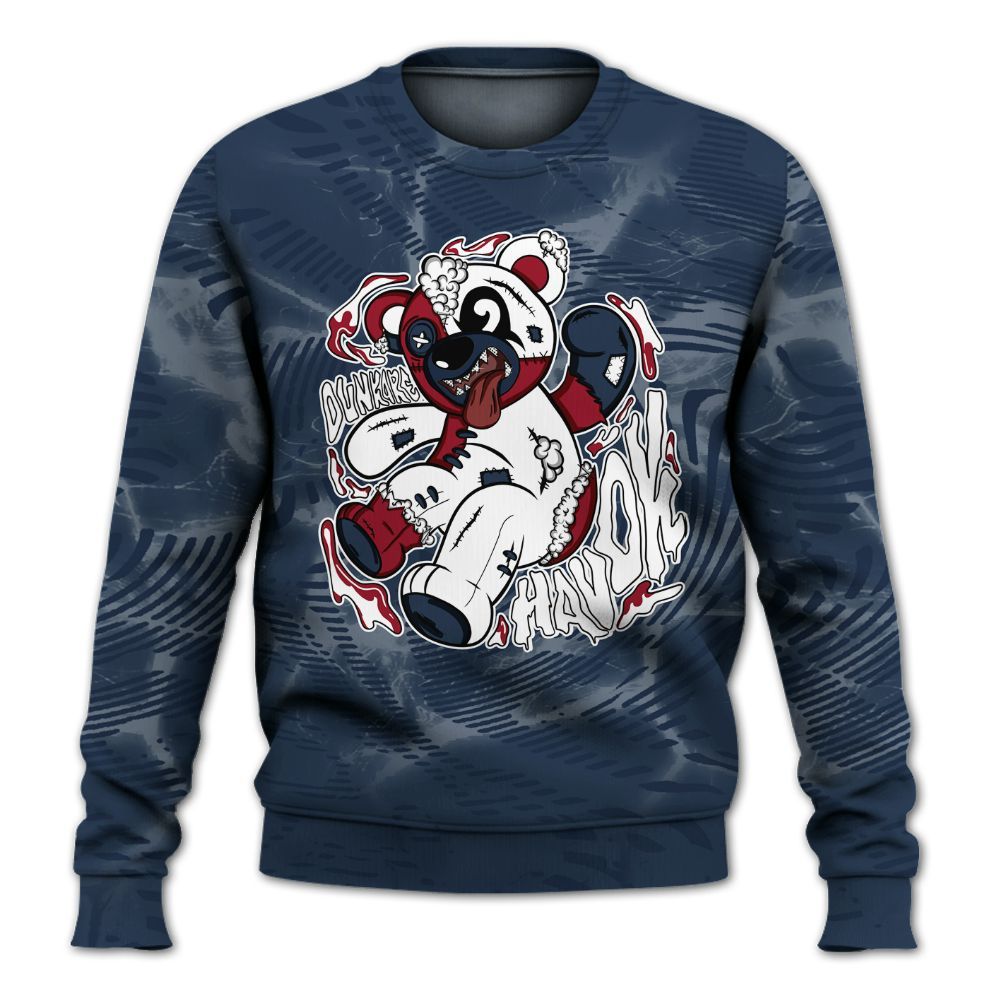 Sweatshirt To Match White Midnight Navy 6s - Havok Bear All Over Print