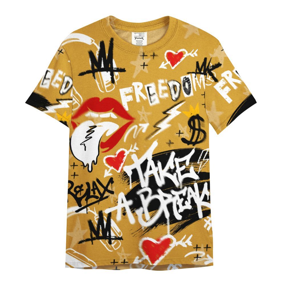 Shirt To Match Dunk Low Wheat Pale Ivory - Take Break Freedom Graffiti Streetwear All Over Print