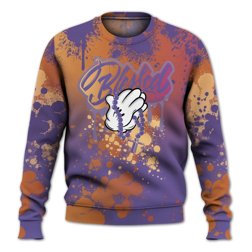 Sweatshirt To Match Book Sunset 1s - God Blessed Ink Drip All Over Print