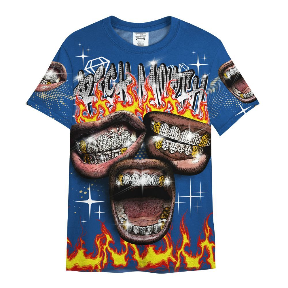 Shirt To Match Air Ship Royal Blue - Rich Mouth Fire Rap Retro 90s All Over Print