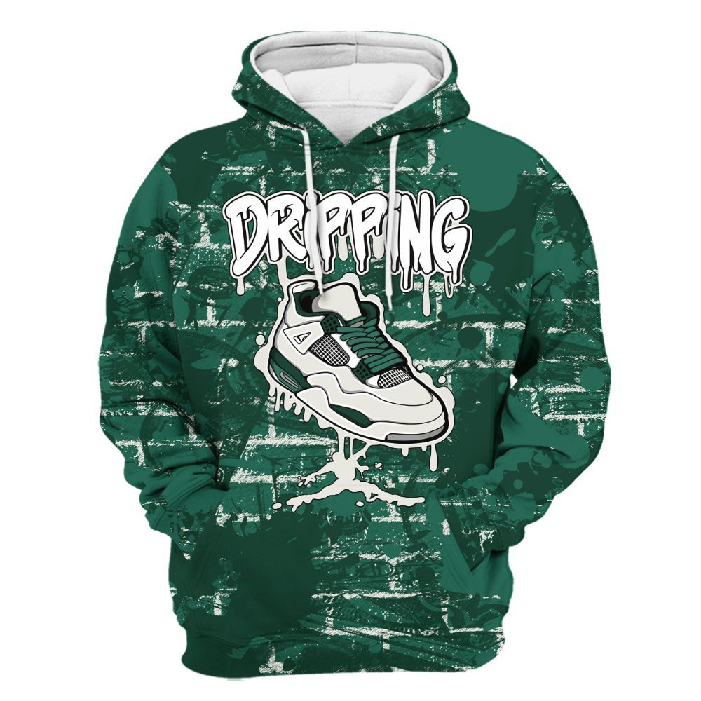 Hoodie To Match Oxidized Green 4s - Dripping Shoe 4S Graphic Street Art All Over Print