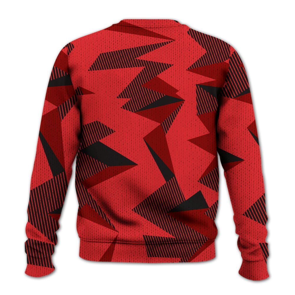 Knitted Sweater To Match Chile Red 9s - Geometric Camouflage Pattern