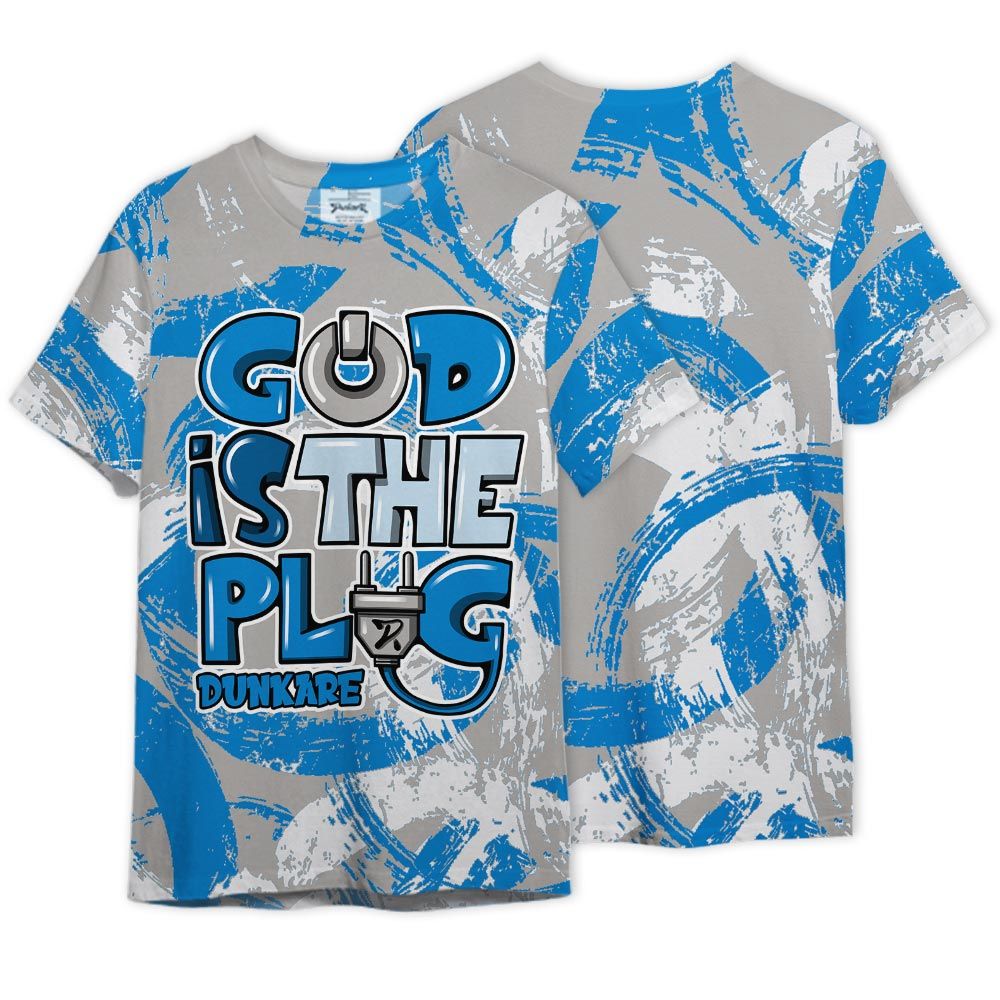 Shirt To Match Industrial Blue 4s - God Is The Power Cord Circle Paint Splash Graphic Shirt Unisex