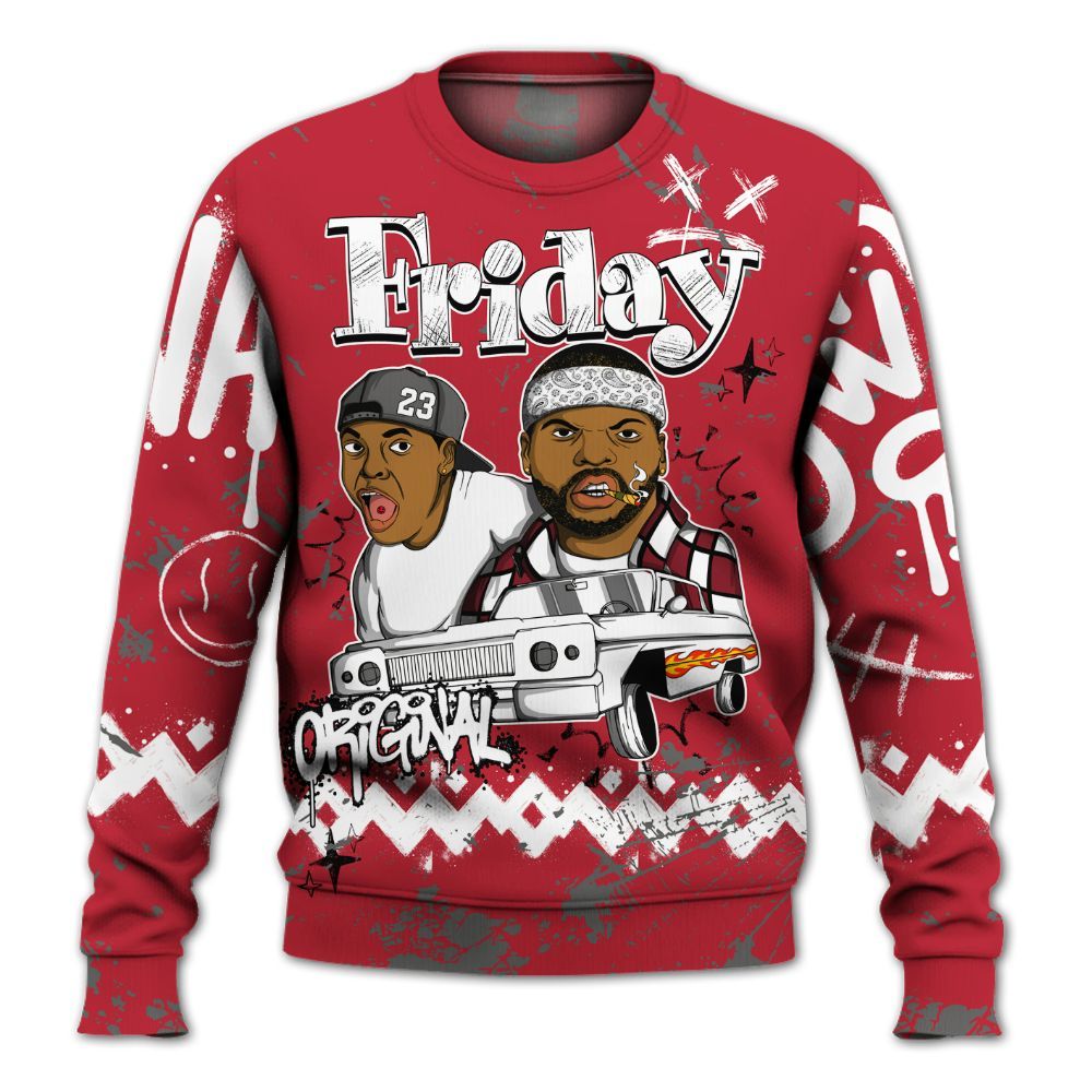 Sweatshirt To Match Red Flint 13s - Friday Sneaker Crayon All Over Print