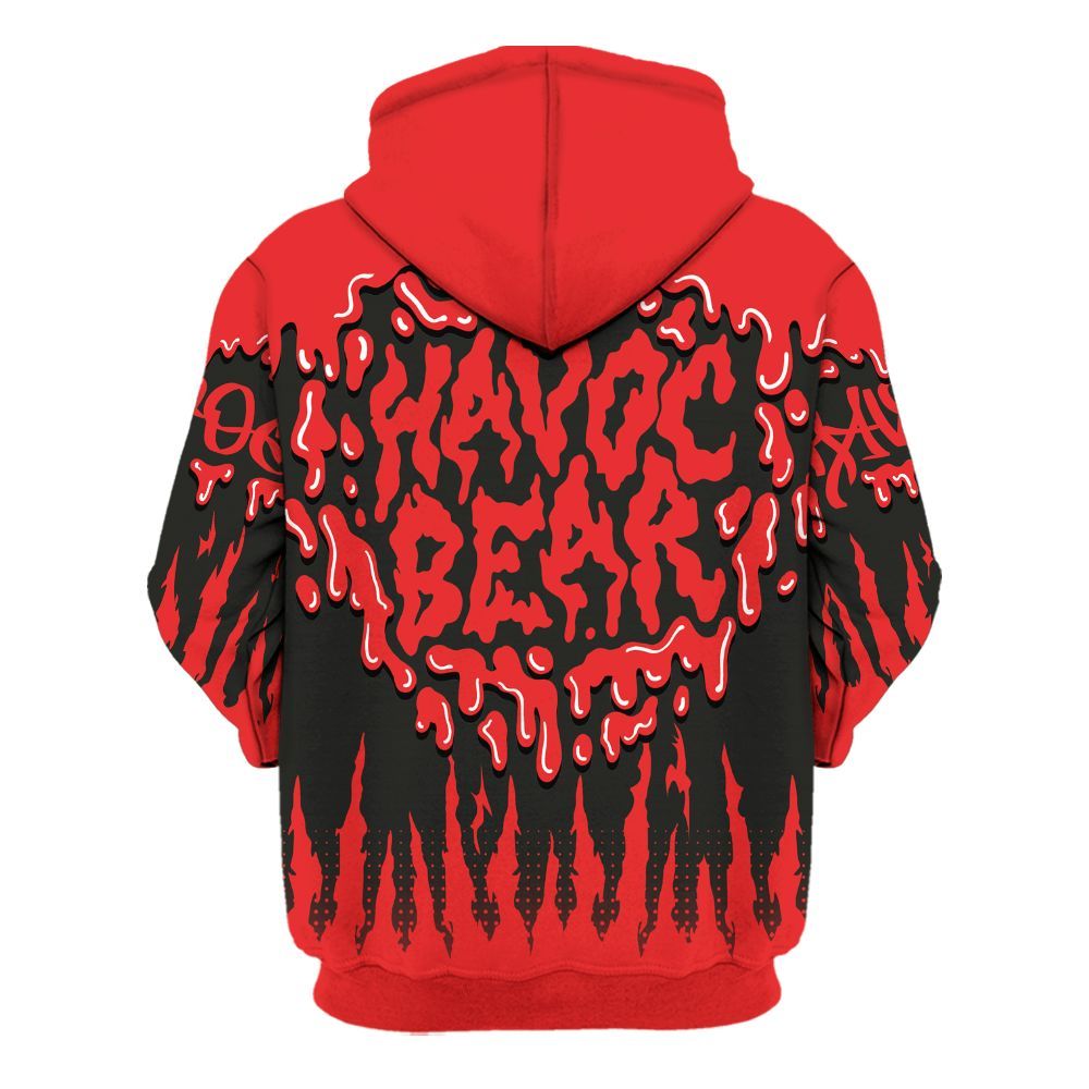 Hoodie To Match Red Thunder 4s - Havok Bear Dripping All Over Print