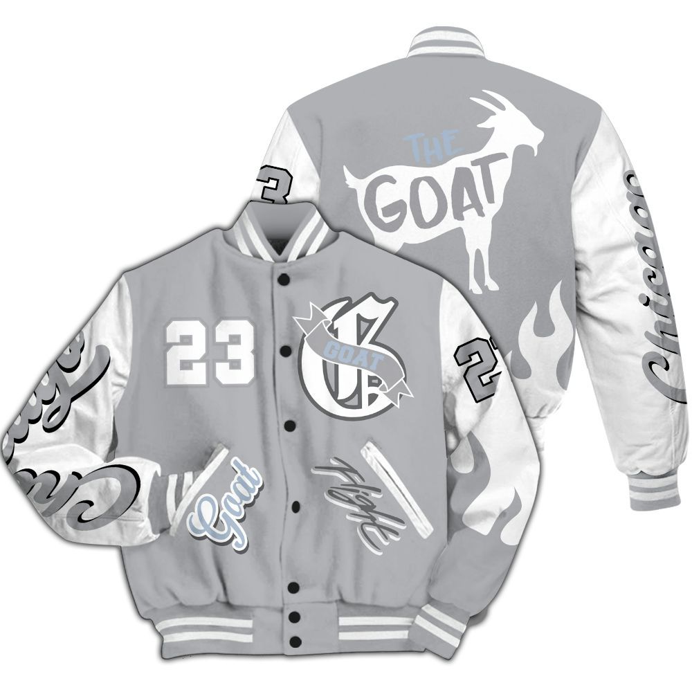 Varsity Jacket To Match Low OG Wolf Grey 1s - The G.O.A.T Flight Streetwear All Over Print