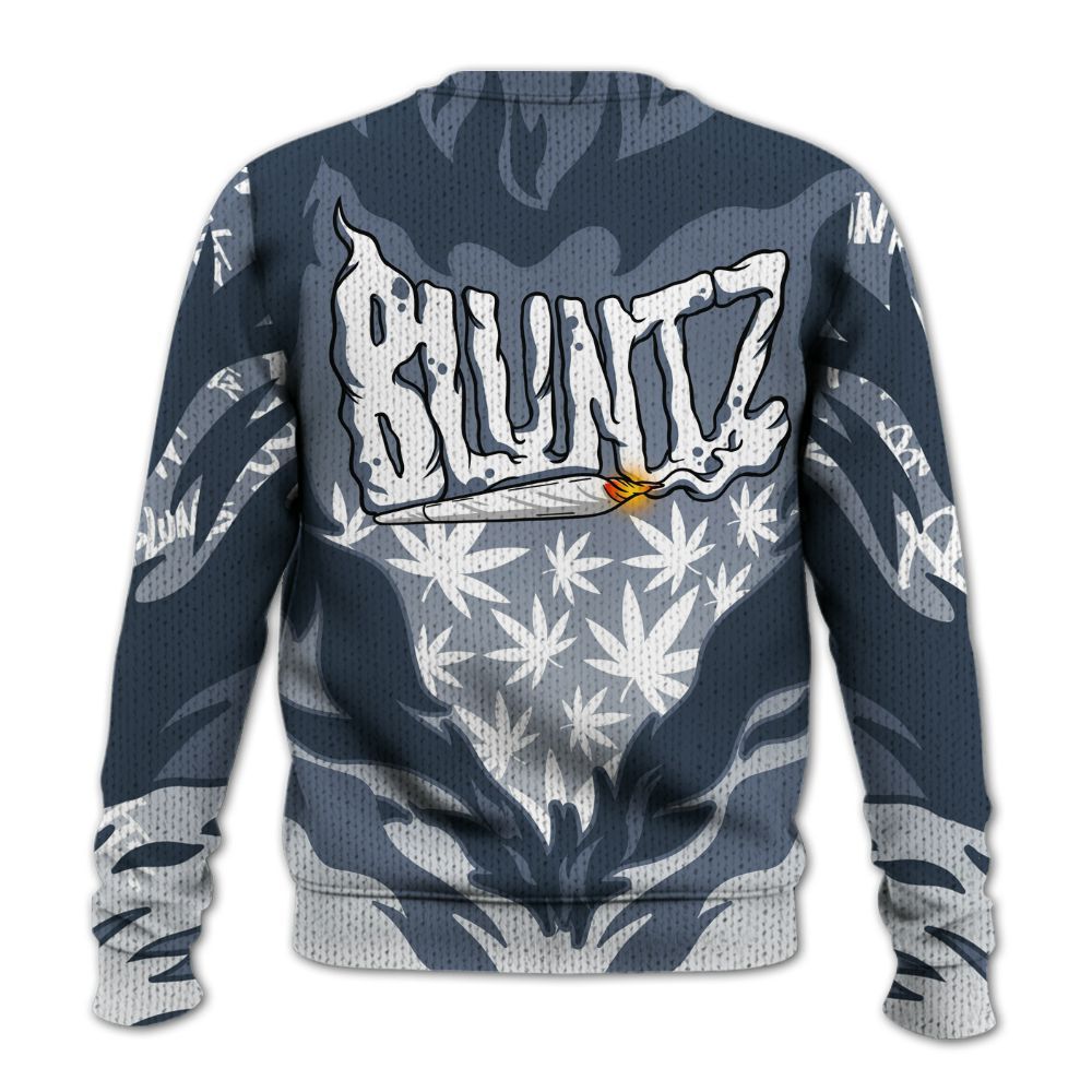 Knitted Sweater To Match Low Diffused Blue 11s - Bluntz Burnz Graphics