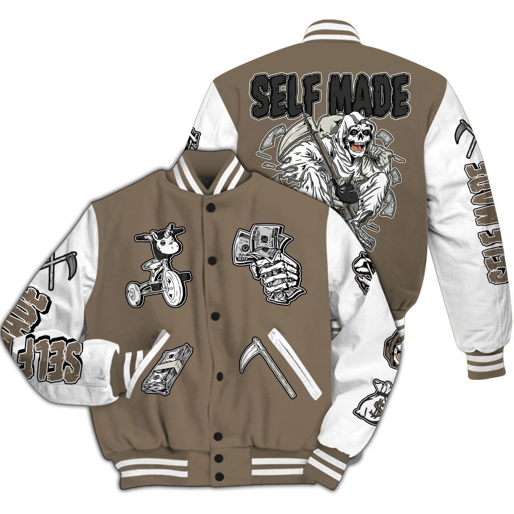 Varsity Jacket To Match Low OG Dark Mocha 1s - Self Make Skeleton All Over Print