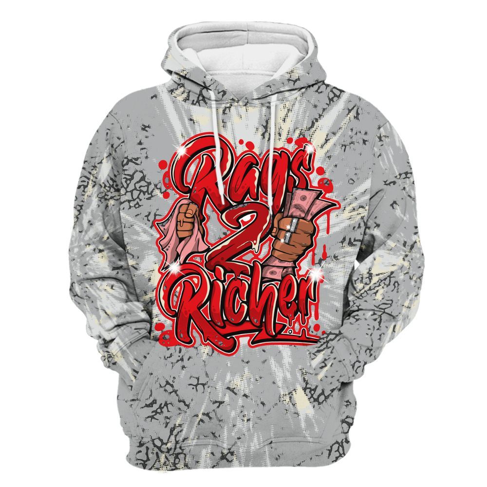 Hoodie To Match Cement Grey 3s - Rag 2 Rich Graphic Luxury All Over Print