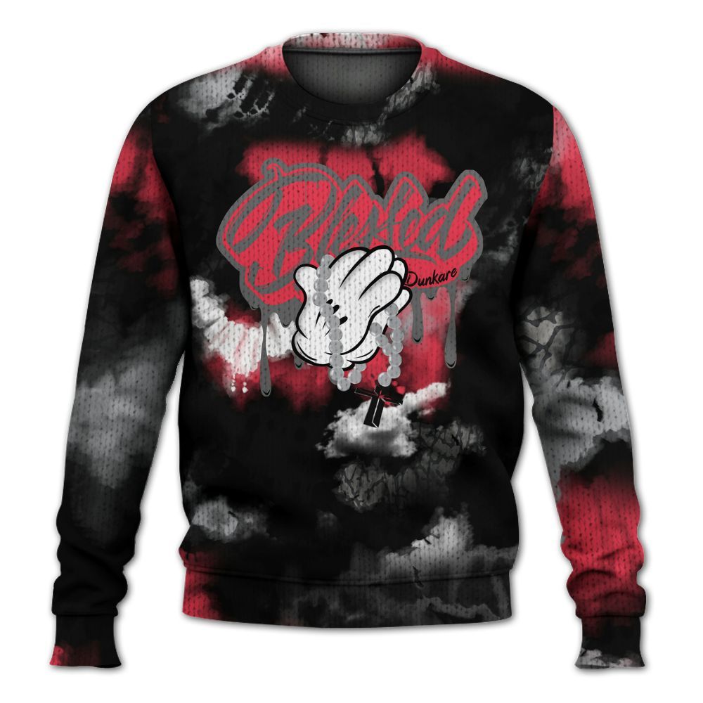 Knitted Sweater To Match Black Cement 3s - God Blessed Tie Dye