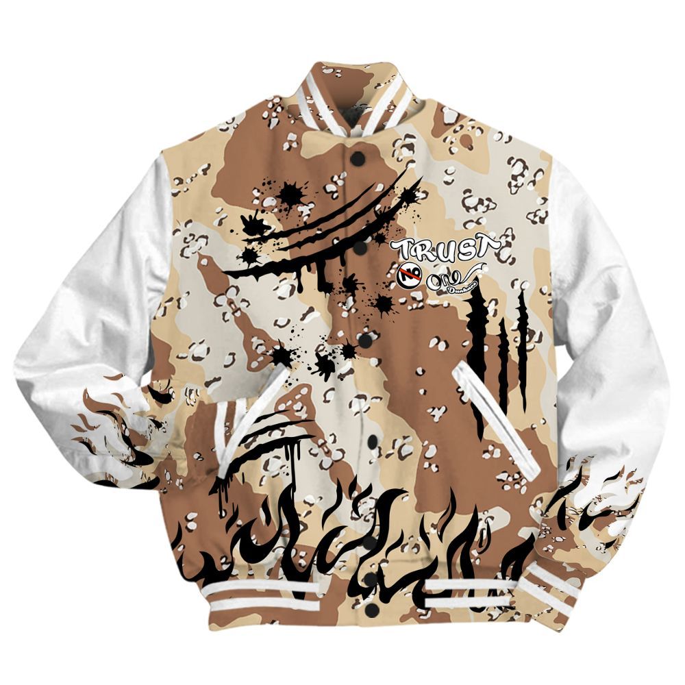 Varsity Jacket To Match Desert Camo 3s - Graphic Trust No One All Over Print