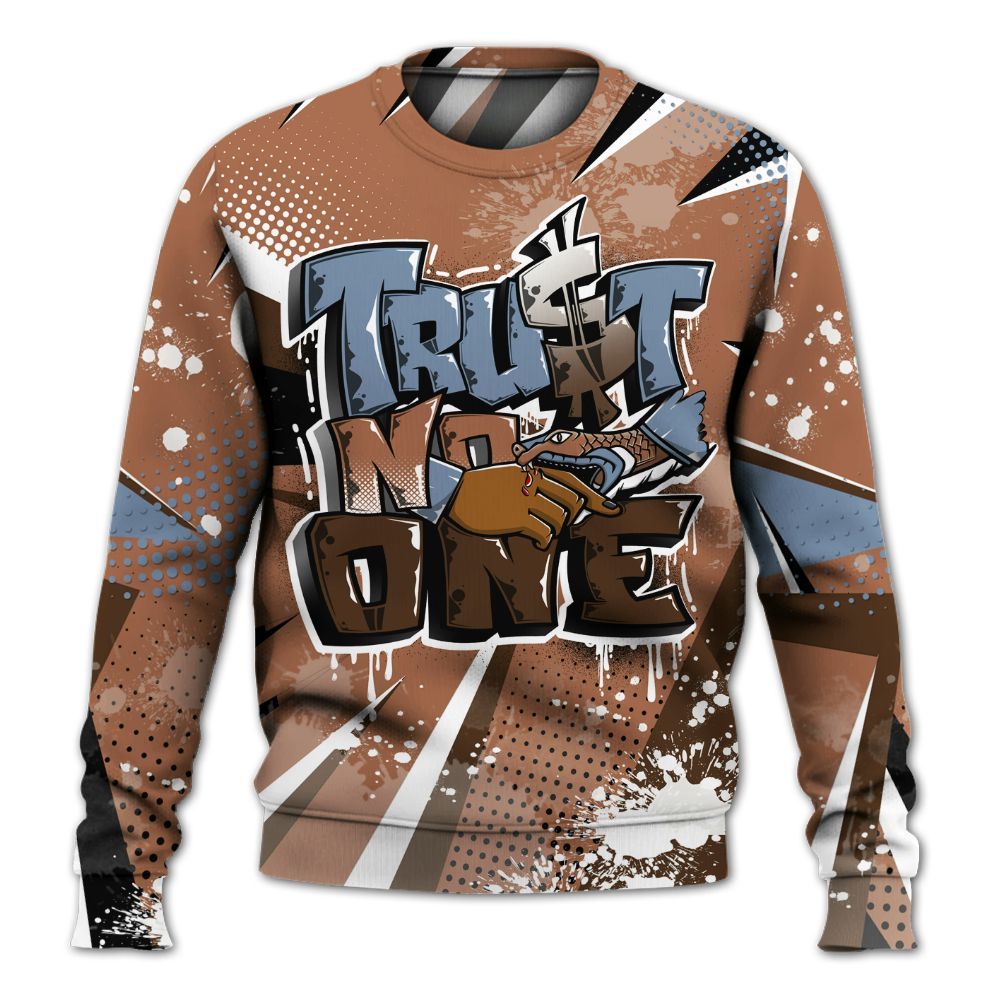 Sweatshirt To Match Air Foamposite Metallic Copper - Poly Trust No One Dripping All Over Print
