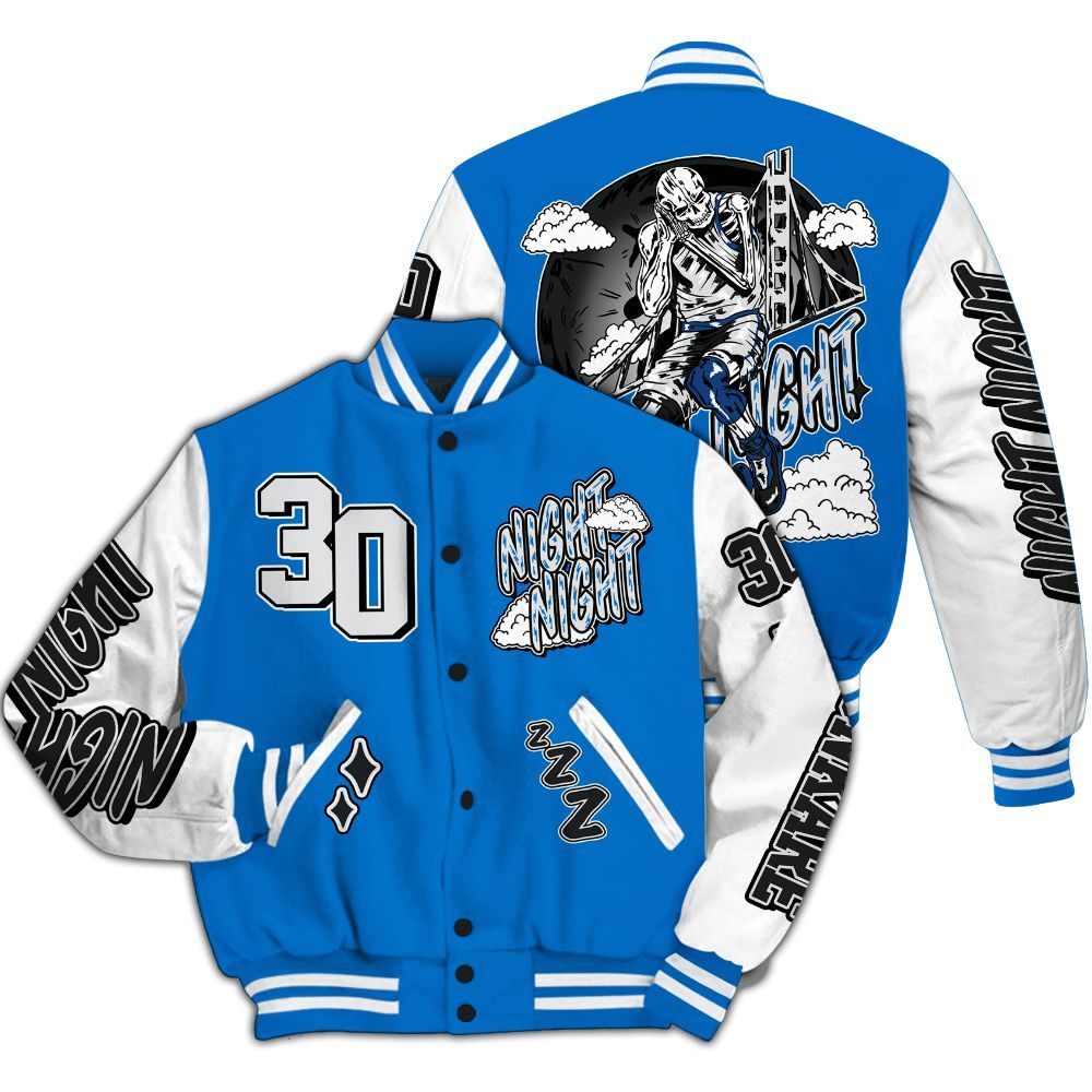 Varsity Jacket To Match Blueberry 12s - Seeya Skeleton All Over Print