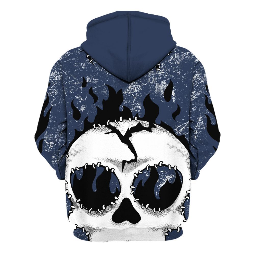 Hoodie To Match Midnight Navy 13s - Cracked Skull Stitches All Over Print
