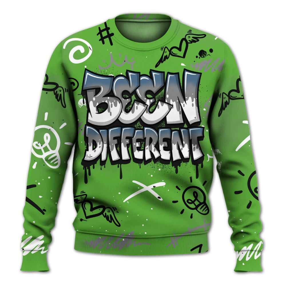 Sweatshirt To Match Retro Green Bean 5s - Drip Been Di2ferent All Over Print