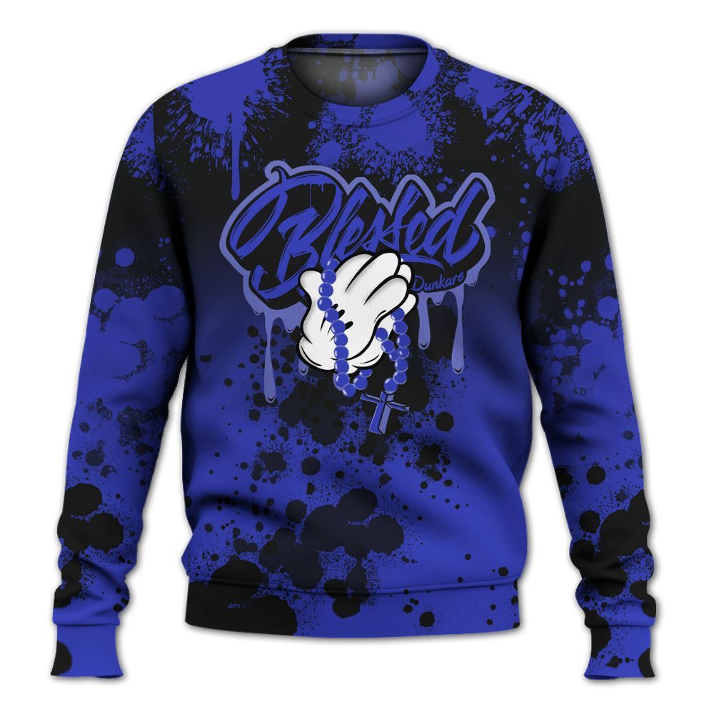 Sweatshirt To Match Retro Black Concord 12s - God Blessed Ink Drip All Over Print