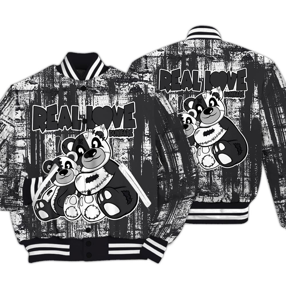 Varsity Jacket To Match White Thunder 4s - Sincere Fondness Bear Glitch Art Varsity Jacket Unisex