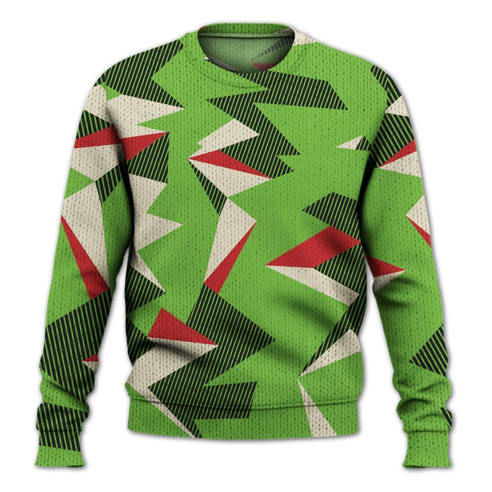 Knitted Sweater To Match Air Max Waffle SP Action Green - Geometric Camouflage Pattern