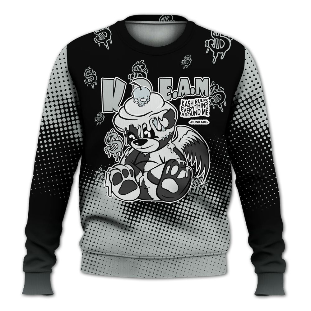 Sweatshirt To Match Black Wolf Grey 12s - Loot Bear Unique Drip All Over Print