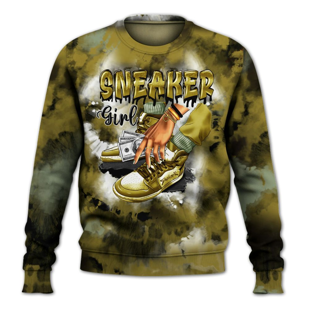 Sweatshirt To Match Air Flightposite Metallic Gold - SNEAKER Girl Money Drip Tie Dye All Over Print