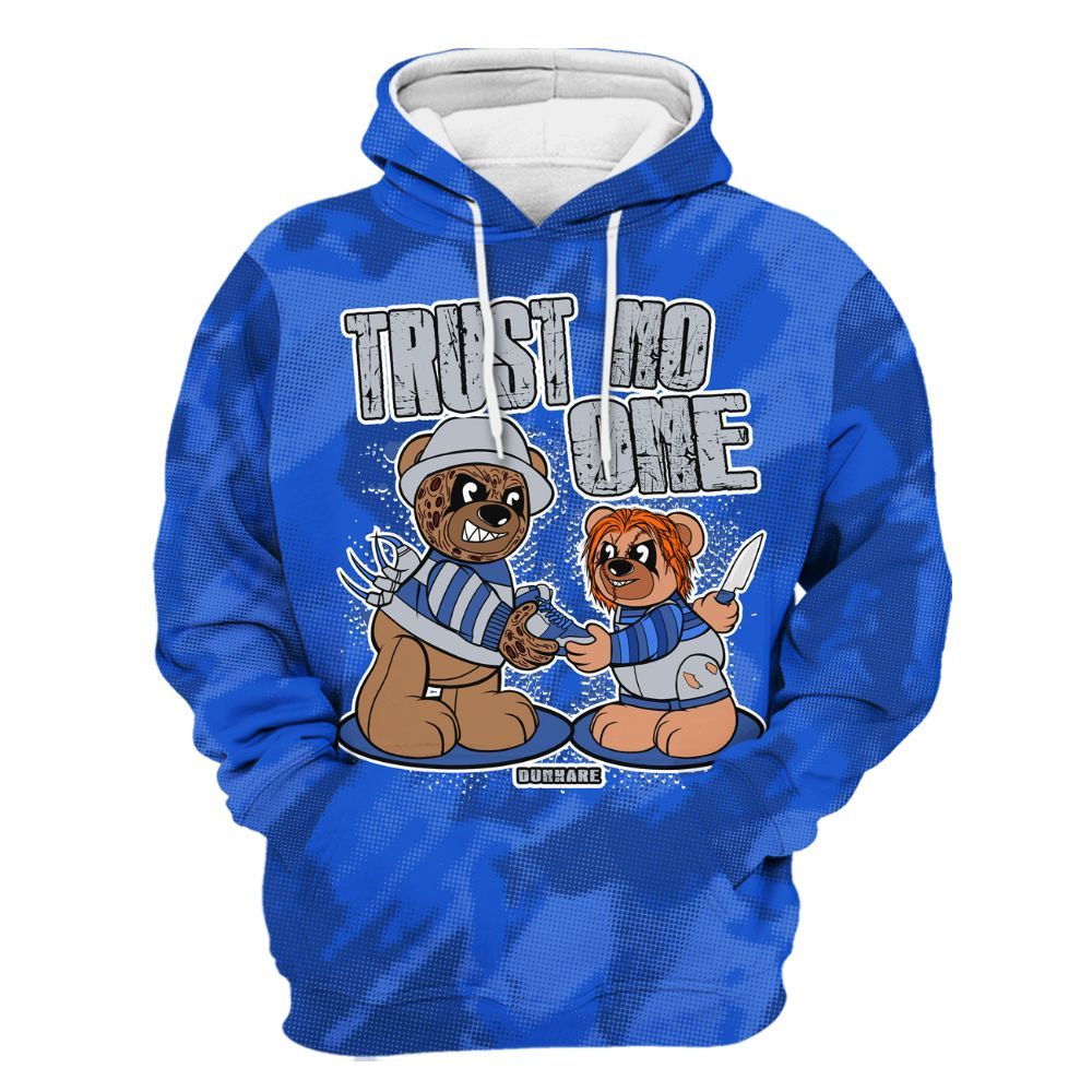 Hoodie To Match Air Foamposite One Royal - Trust No One Bear Abstract Halftone All Over Print