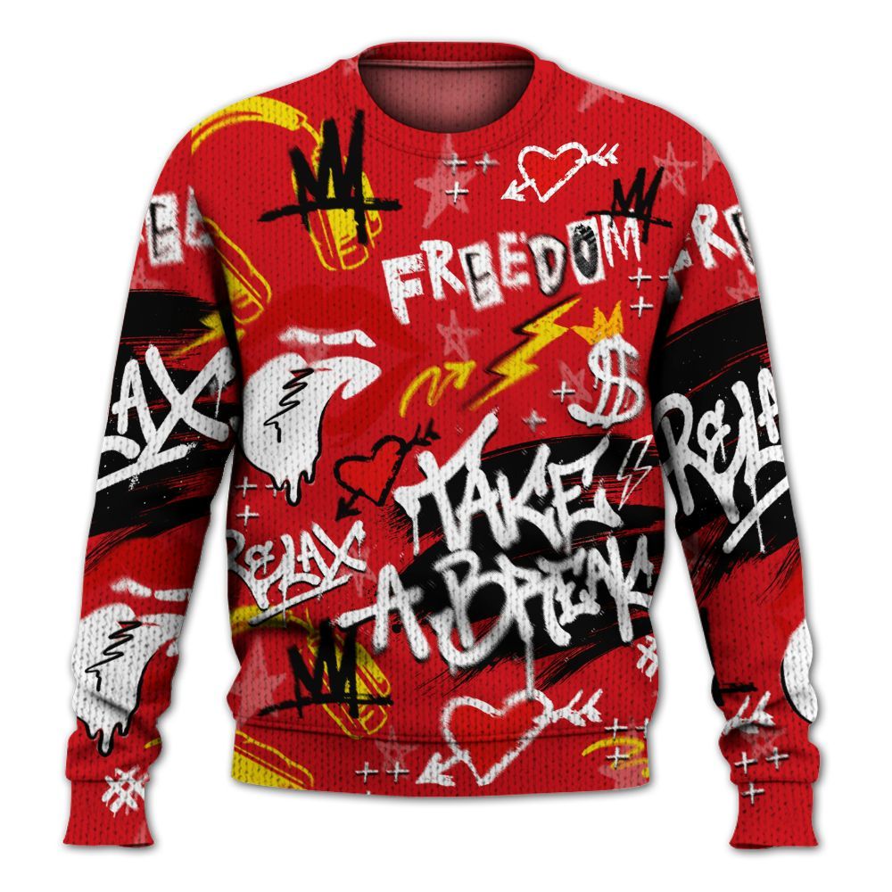 Sweater To Match Ferrari 14s - Take Break Freedom Graffiti Streetwear Graphic