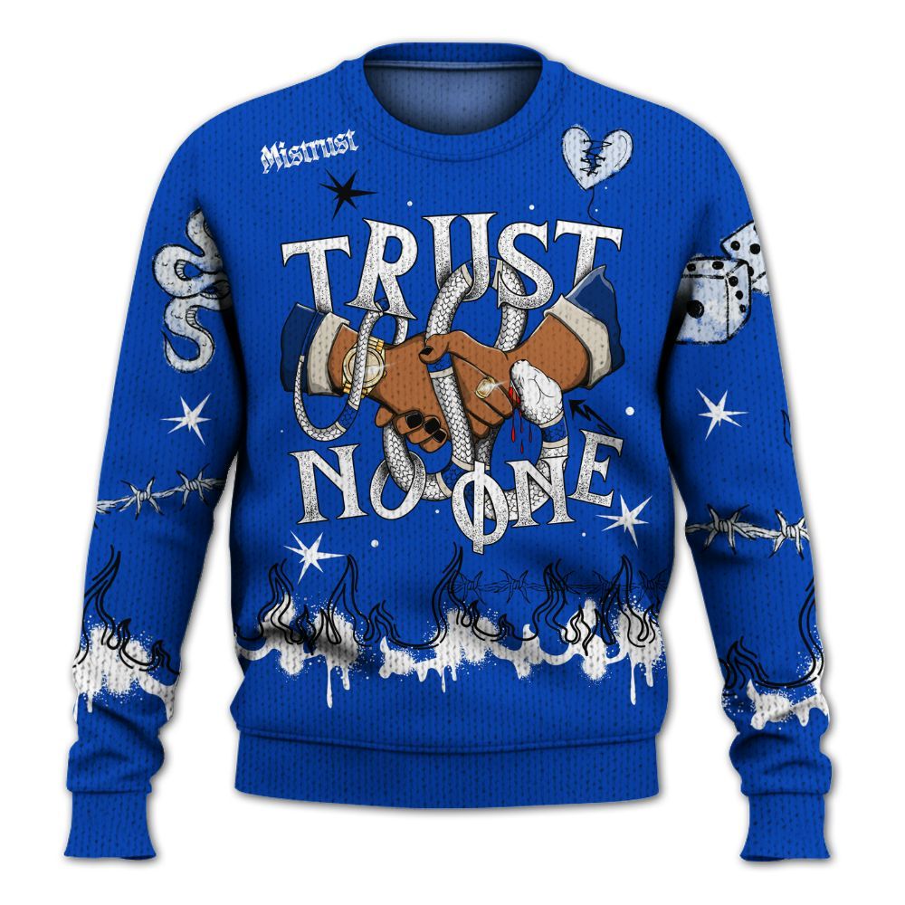 Knitted Sweater To Match Low Game Royal 1s - Trust No One Snake-Bite Doodle Crayon