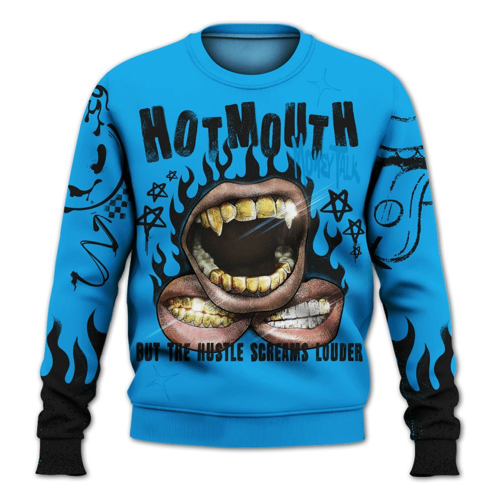 Sweatshirt To Match Black University Blue 2022 13s - Mouth Burning Street Style All Over Print