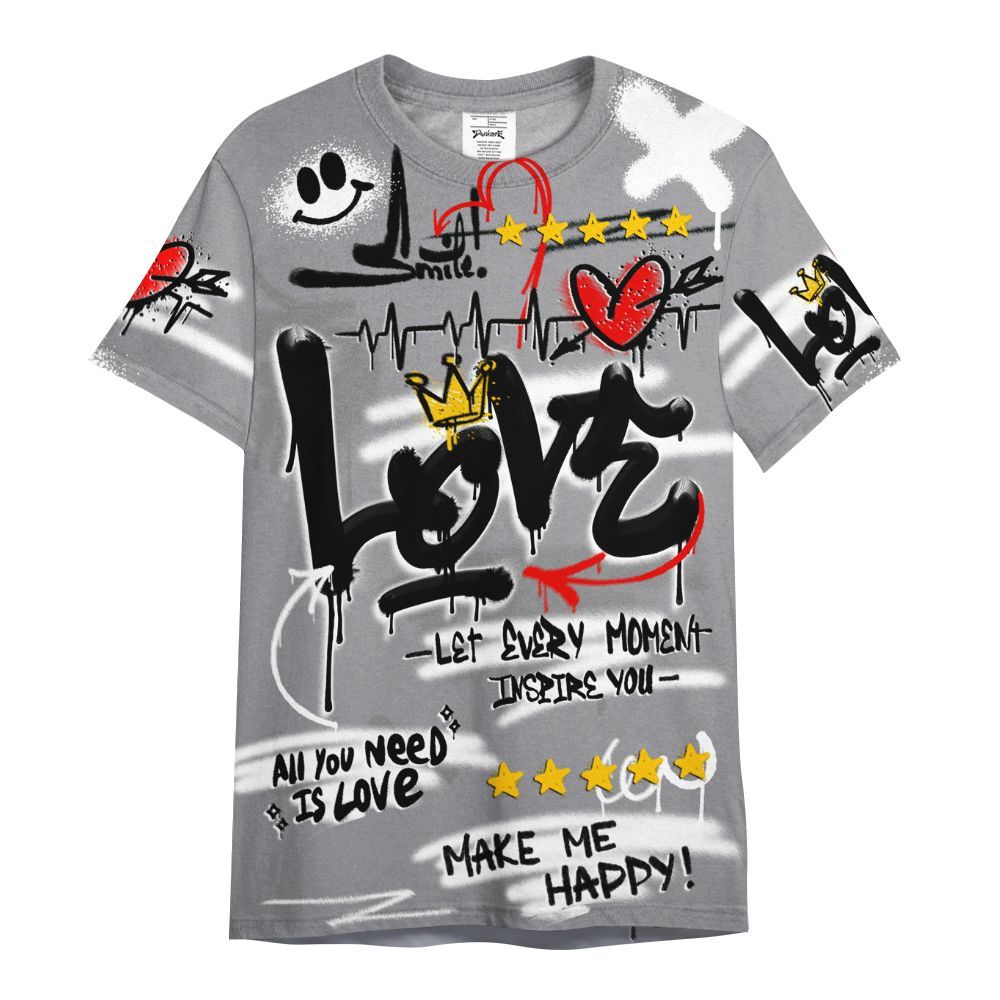 Shirt To Match Cement Grey 11s - Happy Love Beats Graffiti Streetwear All Over Print