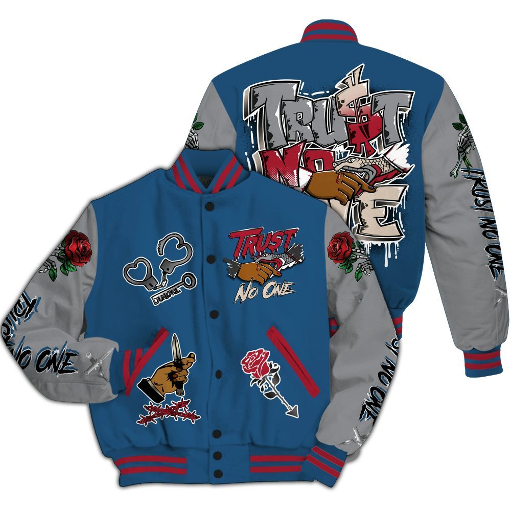 Varsity Jacket To Match Rare Air 3s - Trust No One Dripping All Over Print